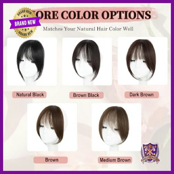 100% Human Hair Clip-In Bangs with Temples for Instant Style